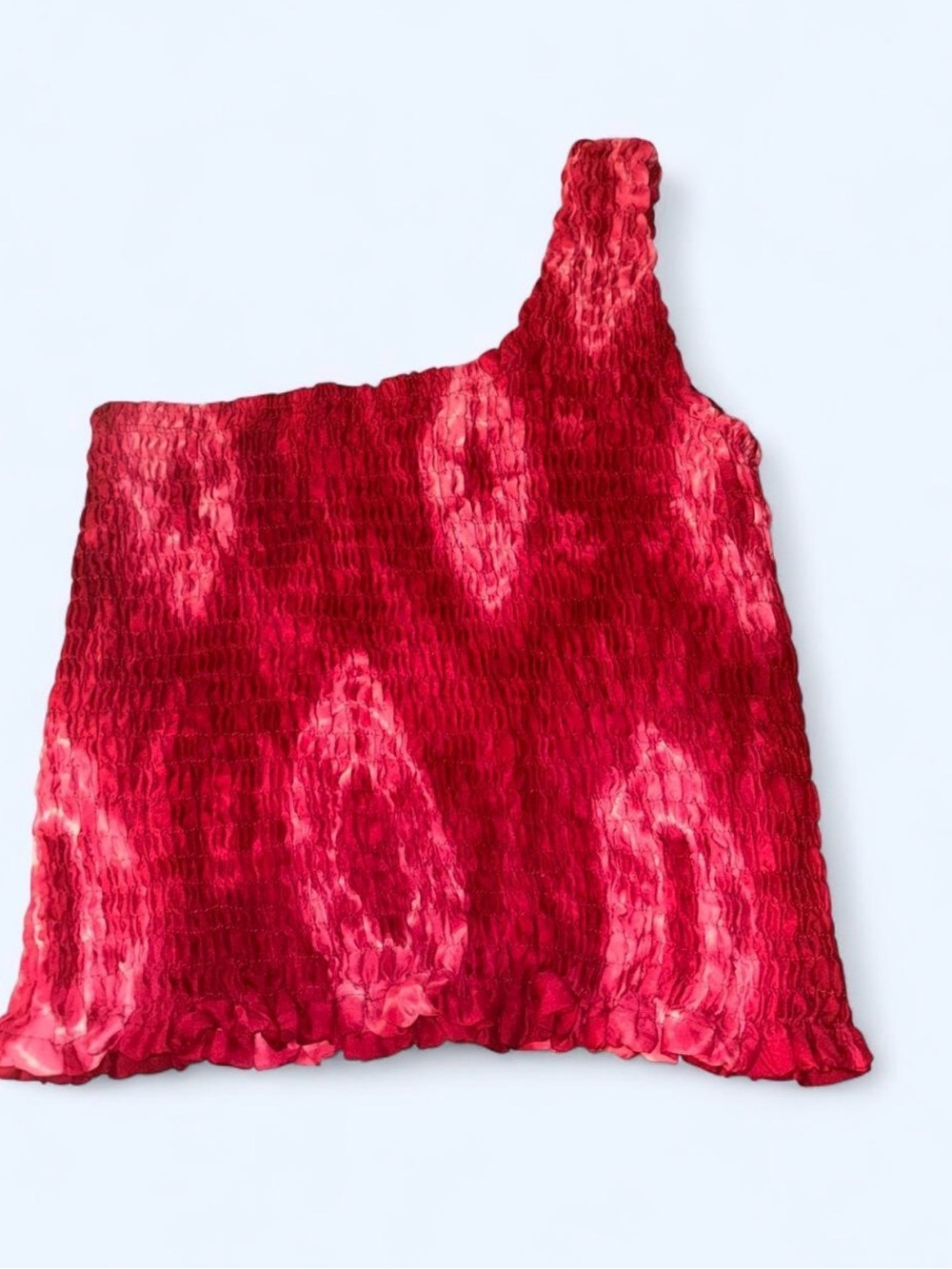 Rima Imar One-Shoulder Smocked Tank Top - Red
